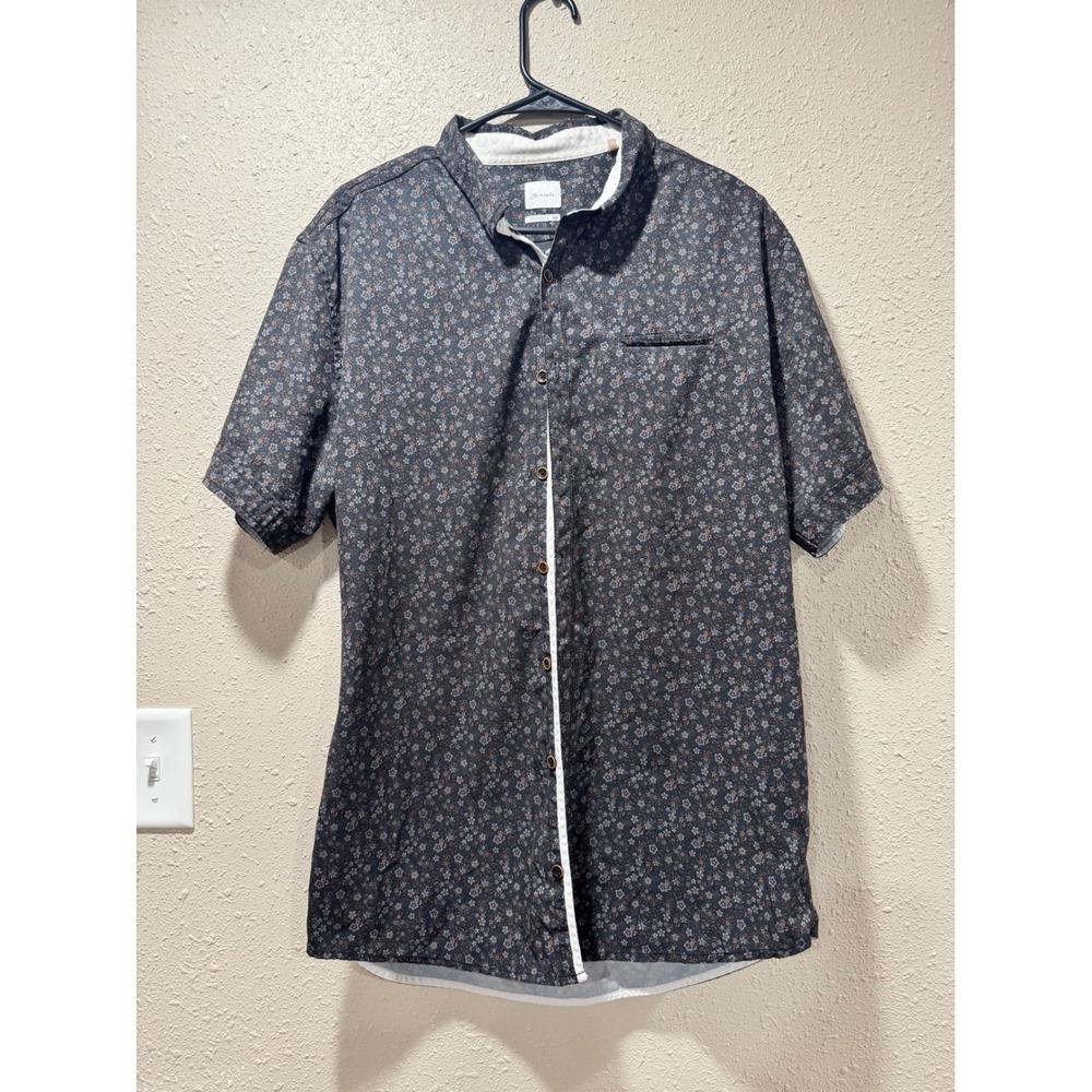 JB Holt Tailored Mens XL Short Sleeve Floral Button Down Shirt Black JB18SF1W